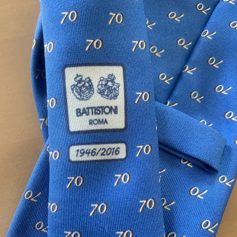 Battistoni Tie “70’s” series Royal Blue. Perfect! - Picture 3 of 3